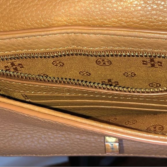 TORY BURCH Saddle Brown Tumbled Leather Crossbody Shoulder Bag - Picture 14 of 15